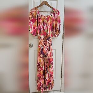 Baltic Born Pink Purple Floral Midi Dress